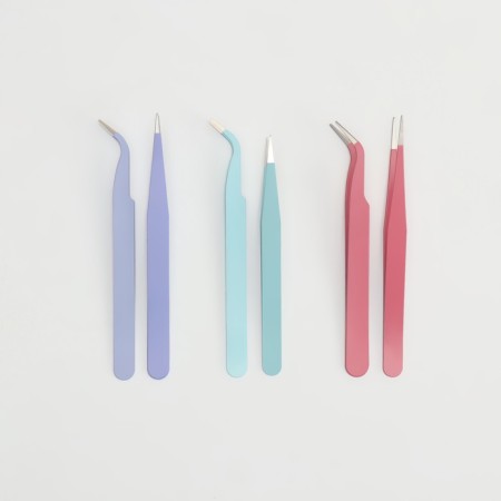 A set of tweezers for eyelash extensions, 2 pcs, color mix-7
