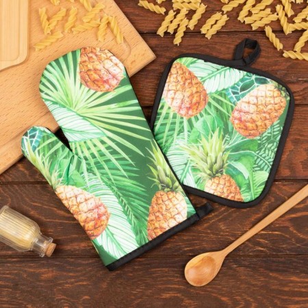 Kitchen set of the pineapples of pineapple a grab 17*17 cm, mittens-seging 26*16 cm, 100% p/e