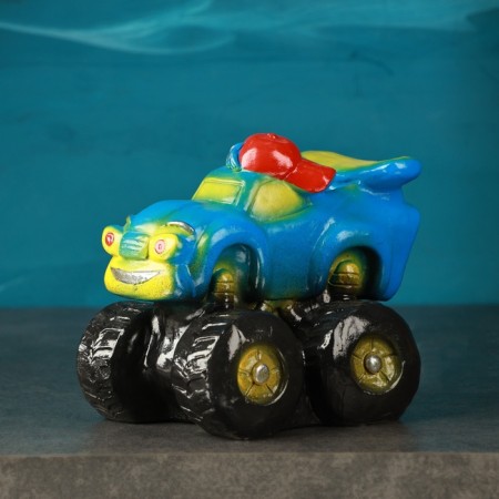 Piggy bank "Machine in the cap" Blue, 15cm