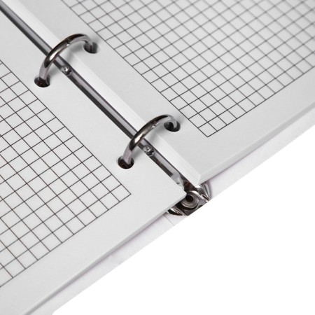 Notebook on rings, 80 sheets in the Technobum cage, covered cardboard, glossy lamination, offset block 60g/m2-4