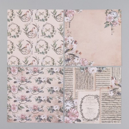 A set of paper for scrapbooking 12 sheets 12 designs "Vintage Letter" 160 grams 15.2x15.2 cm-6