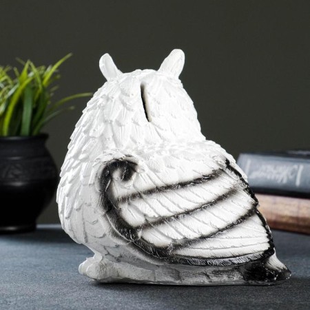 Piggy bank "Low owl" White, 16x18cm-2