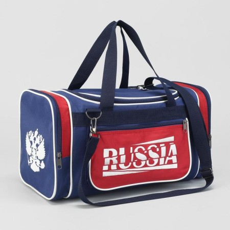 Sports bag with lightning, 3 departments, external pocket, long belt, blue/red color