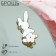 Broach "Bunny" Flower tail, white-pink color in gold