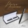 Gift handle, ball "graphite" in the leatherette case, rotary, black-silver case
