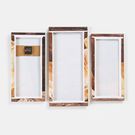 Carty clock is wall-mounted, modular "lions", silent, 60 x 80 cm, triptych-2