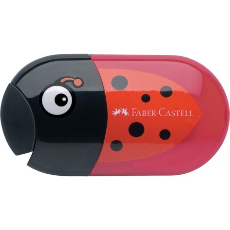 Plastic grinder with Faber-Castell Animals Eraser, 2 holes, container, mix-3