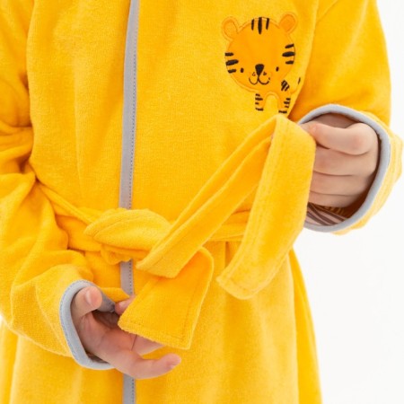 Yellow bathrobe/tiger, height 104, maistra, 100% cotton-4