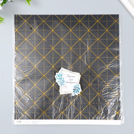 Scrapbooking paper gold "Geometry on black" density 180 g 30.5x32 cm-4