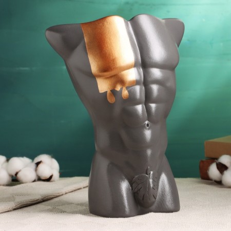 Kashpo - Vase "Men" gray with bronze, 28 cm
