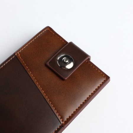Male purse for magnet, department for cards, coins, brown color-3