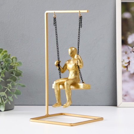 Souvenir Polystone "Thinker" gold 26x13x13 cm-1