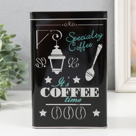 Rectangular metal casket "Coffee time" 7.8x12.2x18.6 cm-1