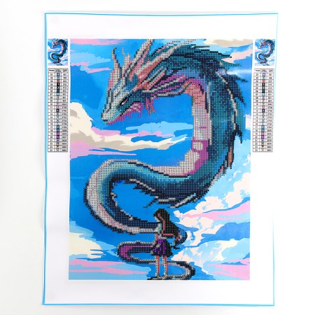 Diamond embroidery with partial filling on the canvas "Girl and Dragon", 30 x 40 cm-3