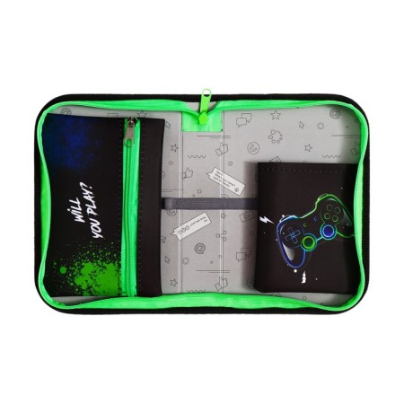 Penal 1 section 140 x 210 x 40 mm, folding pocket and cosmetic bag, fabric, calligrata topontent "game"-3