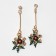 Earrings "Two Snowflakes", red-green color in gold