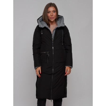 Coat insulated double -sided female, size 46, black color-6