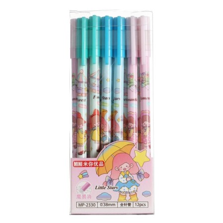 Gel handle with erased ink Calligrata, 0.38mm, blue rod, body with "anime", mix-4