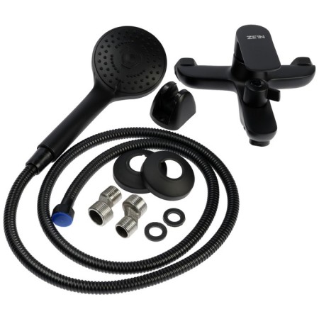 Bath mixer Zein Z3852, single -leaf, shower set, watering can 5 modes, black-10