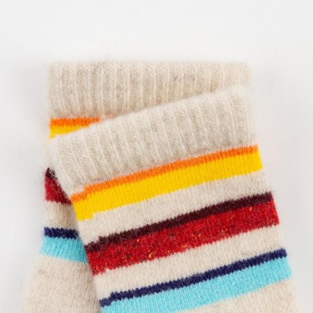 Nosk children from Mongolian wool "colored stripes", white color, size 12-14 cm (2)-1