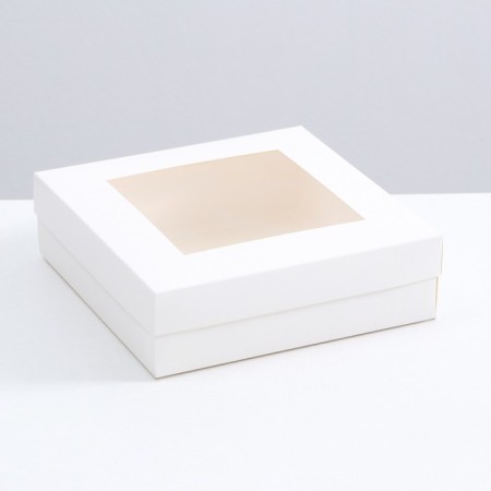 The box is folding, the lid is, with the window, white, 20 x 20 x 6 cm