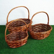 A set of wicker baskets, willow, 3 pcs., Brown, oval