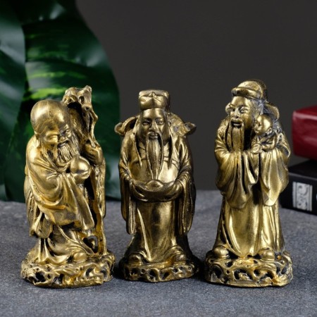 Set of figures "Three Eastern Easters" aged gold, height 11cm