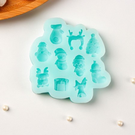 Silicone Mold "Mix Figures", 8 × 8 cm, turquoise color-1