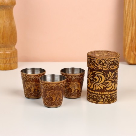 Set of piles "Bear", 3 pcs, in a case, 4.5 × 4.5 × 8 cm, birch bark-2