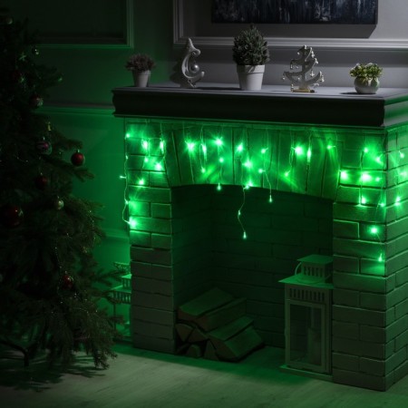 Garland "fringe" 3 x 0.5 m, IP20, transparent thread, 80 LED, green glow, 8 modes, 220 V