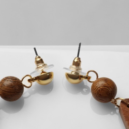 Earrings "Vakanda" style, drop, brown color-1