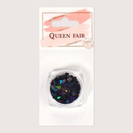 Sequins for decor "heart", black/holographic color-3