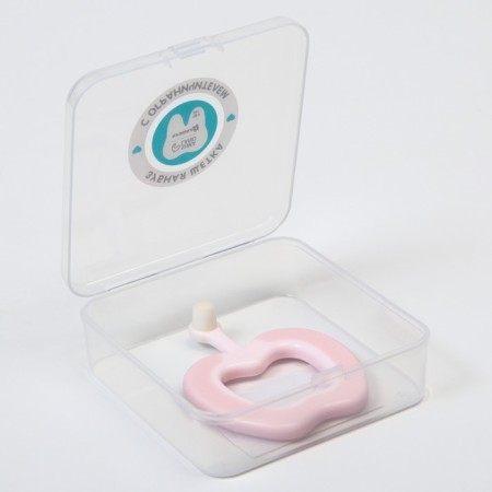 Baby toothbrush with soft bristles, nylon, with a limiter, pink color-3