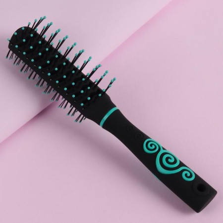 The comb is massage, ventilated, 4.5 × 23 cm, black/turquoise color