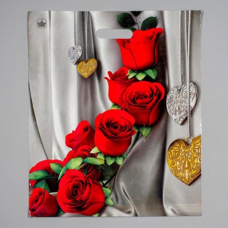 Polyethylene packet "Flowers" with a cut pen, 38 x 45 cm, 60 μm