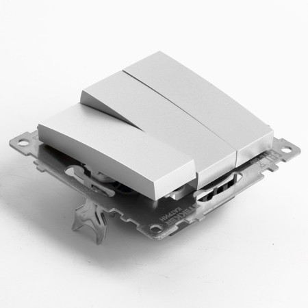 3-clavy switch (mechanism), 250V, 10A, Stekker series Catherine, silver GLS10-7108-03-6