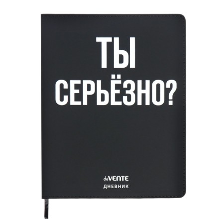 Universal diary for grade 1-11 "Are you serious?", Integral cover, artificial leather, silk-screen printing, Lyxa, 80 g/m2