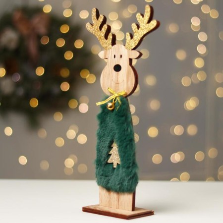 New Year's decor "Deer with a Christmas tree" 12.5 × 5.5 × 29 cm, green