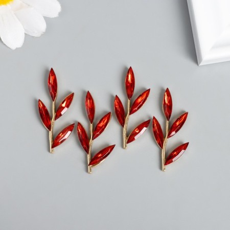Decor for creativity Metal "Victor with leaves" red 3.6x1.5 cm-3