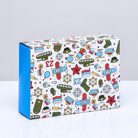 Box for sweets 6 pcs, "Male Day" 13.7 x 9.8 x 3.8 cm-1