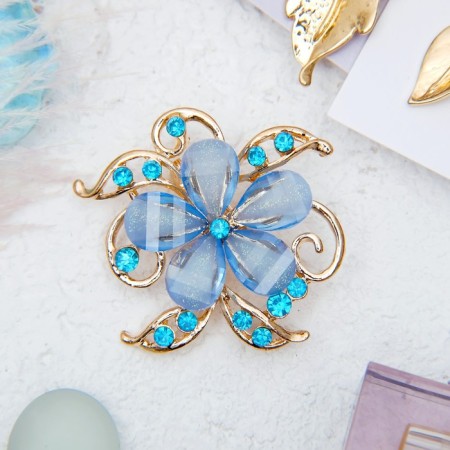 Brooch "Flower" forget -me -not, blue color in gold-1