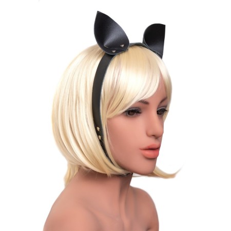 Cat ears on a leather strap, skin, black-2