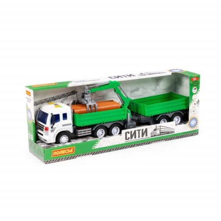 The car inertial on -board "City", with a manipulator and trailer, green color-1