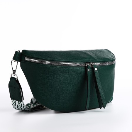 Bag Cross-Bodi with a zipper, green color-1