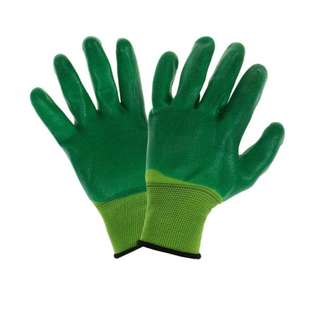 Garden, nylon gloves, with a double anti -sloping nitrilum pound, size 10, color mix, Greengo-1