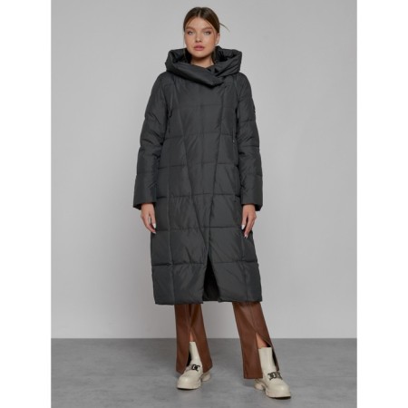 Coat insulated winter female, size 44, dark gray color-11