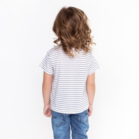 T-shirt for girls, gray/strip, height 104-110 cm-3