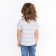 T-shirt for girls, gray/strip, height 104-110 cm