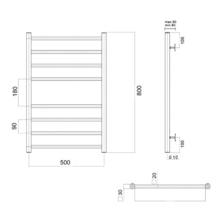 Water towel Domoterm "Quadro" P8, 500x800 mm, gold-2
