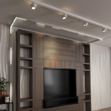 A track lamp for a low -speed busbard is dimmed with the remote control remote control. Flum, 24W, LED, 43x250x231 mm, white color-4